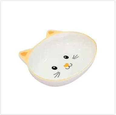 Pet Loves Melamin Mama Kabı Kedi Suratı Şeklinde Sarı 300 Ml