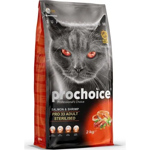 Prochoice 33 Somonlu ve Karidesli Kısırlaştırılmış Kedi Maması 2kg