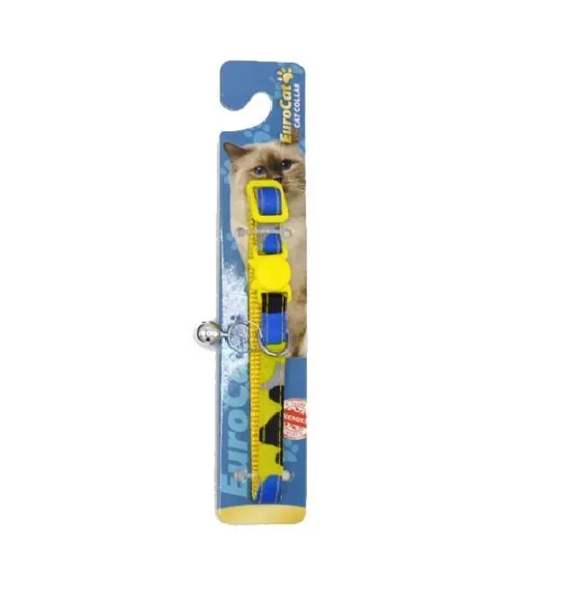 EuroCat Kamuflaj Desenli Zilli Kedi Boyun Tasması 28cm (Sarı)