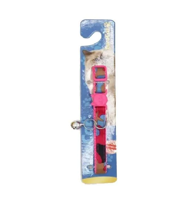 EuroCat Kamuflaj Desenli Zilli Kedi Boyun Tasması 28cm (Pembe)
