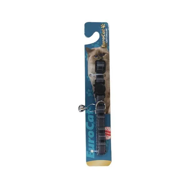EuroCat Ekose Desenli Zilli Kedi Boyun Tasması 28cm (Gri)
