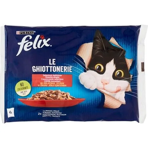 Felix Multipack Sığır ve Tavuk Etli Yetişkin Yaş Kedi Maması 4x85gr