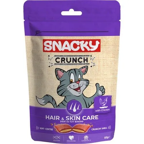 Snacky Crunch Hair-Skin Kedi Ödülü Tavuklu 60 Gr