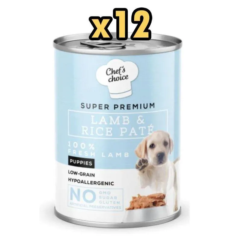 Chefs Choice Kuzu Etli  Tahılsız Yavru Köpek Yaş Maması 400 Gr X 12 Adet