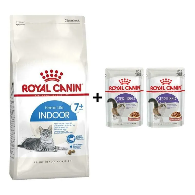 Royal Canin İndoor 7+ Yaşlı Kuru Kedi Maması 1,5 Kg + 2 Adet Yaş Mama Hediye