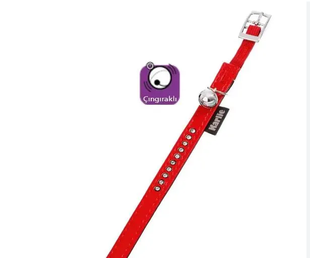Karlie Deri Taşlı Kedi Boyun Tasması Xsmall 30cm/11Mm Kırmızı