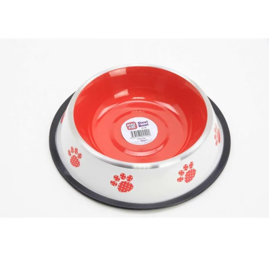 Playfull Renkli Desenli Çelik Mama ve Su Kabı 64 Oz