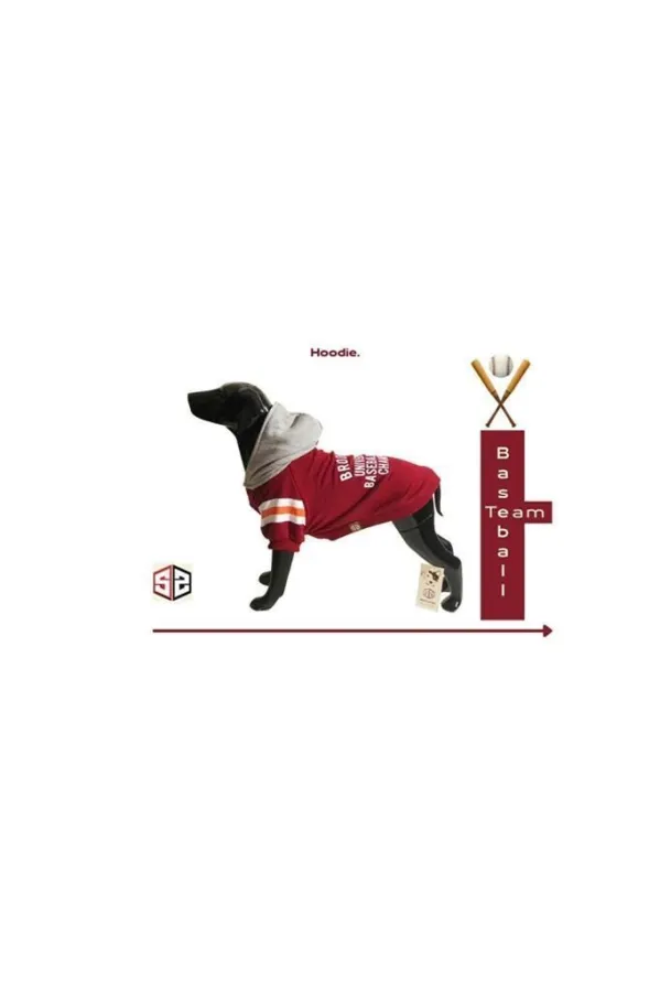 Baseball Hoodie Bordo Köpek Kıyafeti