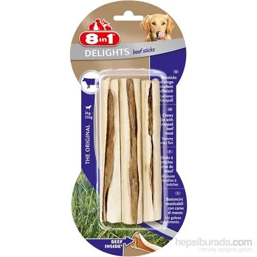 8in1 Delight Biftekli Sticks Köpek Kemiği 3'lü