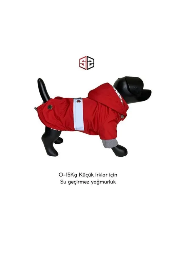 Su Geçirmez Kırmızı Yağmurluk Köpek Kıyafeti