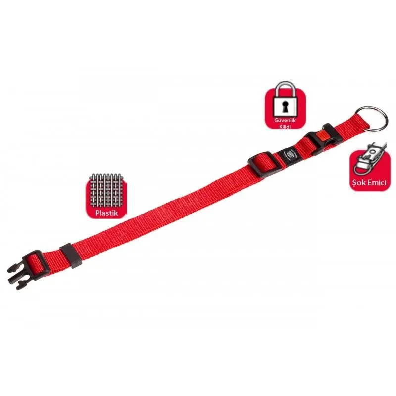 Karlie Kilitli Köpek Boyun Tasması 45-65cm/25mm Kırmızı Large