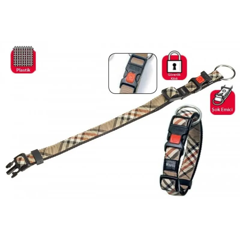 Karlie Kilitli Fosforlu Köpek Boyun Tasması 45-65cm/35mm Bej Large