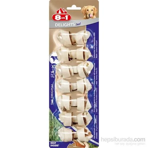 8in1 Delights Bones Biftekli Köpekler İçin Ağız Bakım Kemiği  XSmall