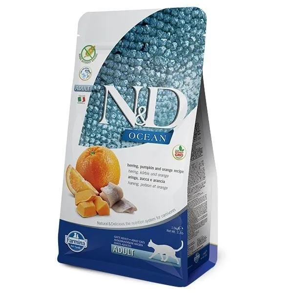 Nd Tahılsız Ringa Balıklı Balkabaklı Portakallı Kedi Maması 1,5 Kg