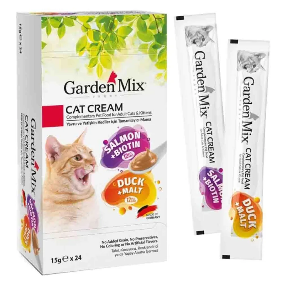 Garden Mix Somonlu ve Ördekli Krema Kedi Ödül Maması 15gr (24'lü)