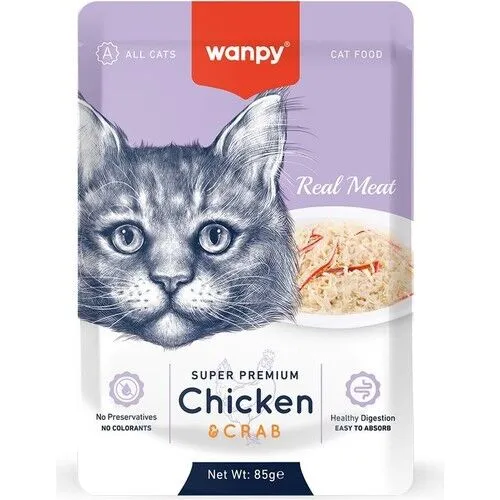 Wanpy Pouch Tavuklu & Yengeçli Yaş Kedi Maması 85 gr