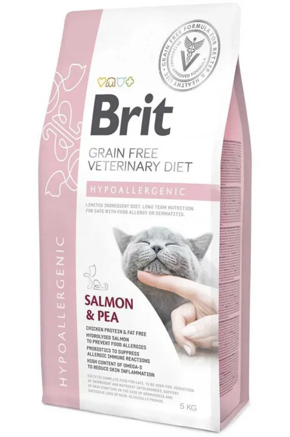 Brit Veterinary Diet Hypo-Allergenic Cilt Sağlığı Destekleyici Tahılsız Kedi Maması 5 Kg