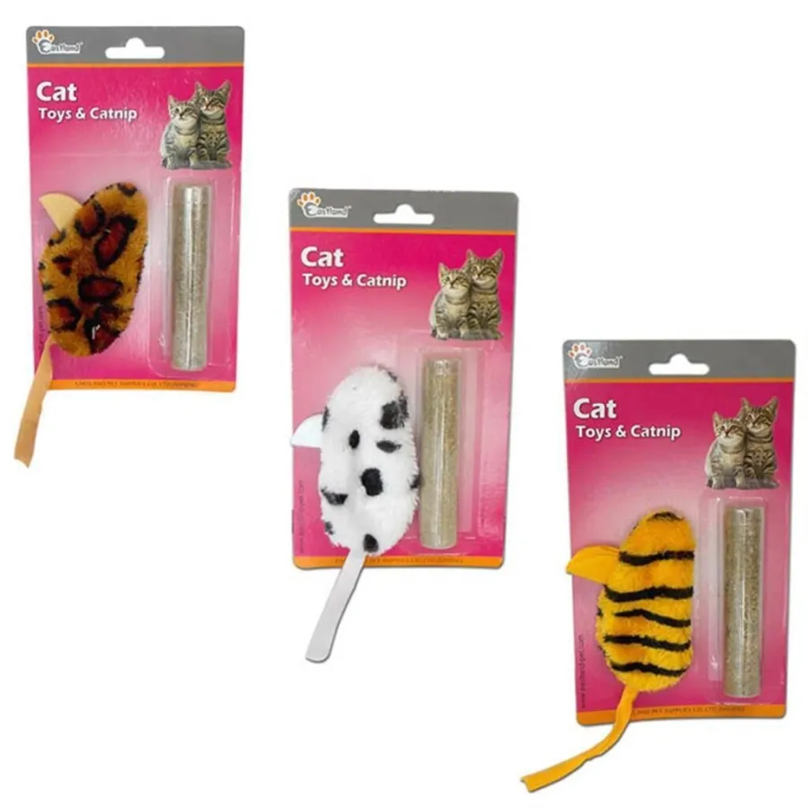 Eastland Kedi Otlu Peluş Fare Kedi Oyuncağı 10 cm (1 Adet)