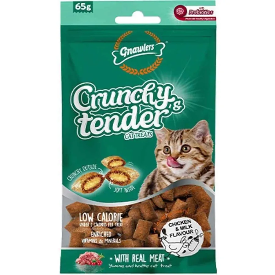 Gnawlers Kedi Ödülü Crunchy & Tender Tavuklu ve Sütlü 65 Gr