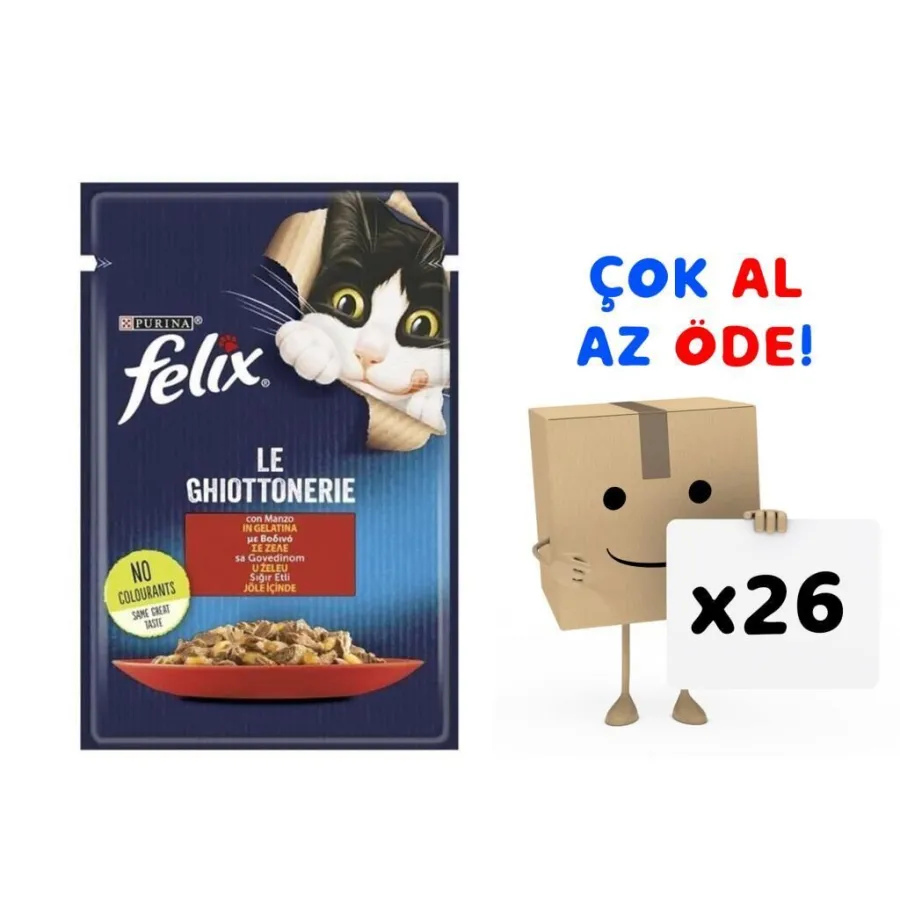 Felix Sığır Etli Yetişkin Kedi Konservesi 85gr 26'lı Paket