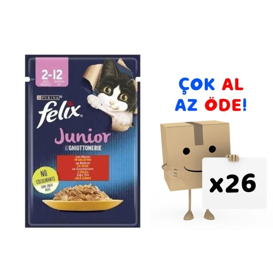 Felix Sığır Etli Yavru Kedi Yaş Maması 85 Gr 26'lı Paket