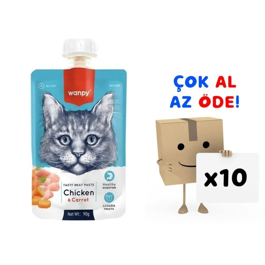 Wanpy Taze Tavuklu&Havuçlu  Kedi Et Ezmesi 90 gr 10'lu Paket
