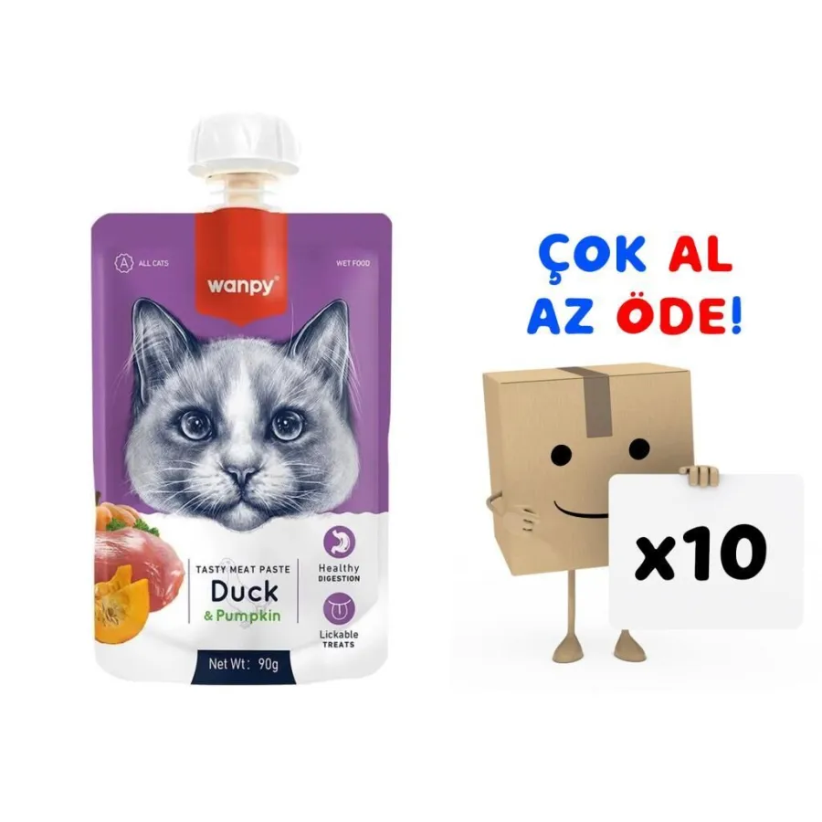 Wanpy Taze Ördekli&Bal Kabaklı  Kedi Et Ezmesi 90 gr 10'lu Paket