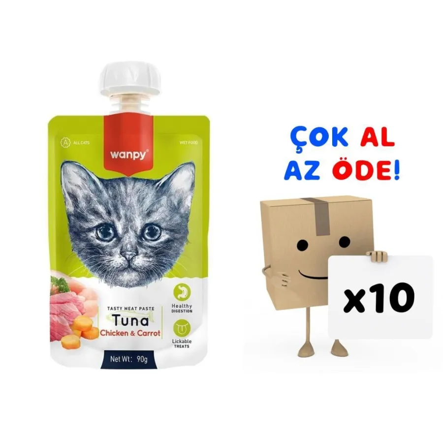 Wanpy Taze Ton Balıklı&Tavuklu  Kedi Et Ezmesi 90 gr 10'lu Paket