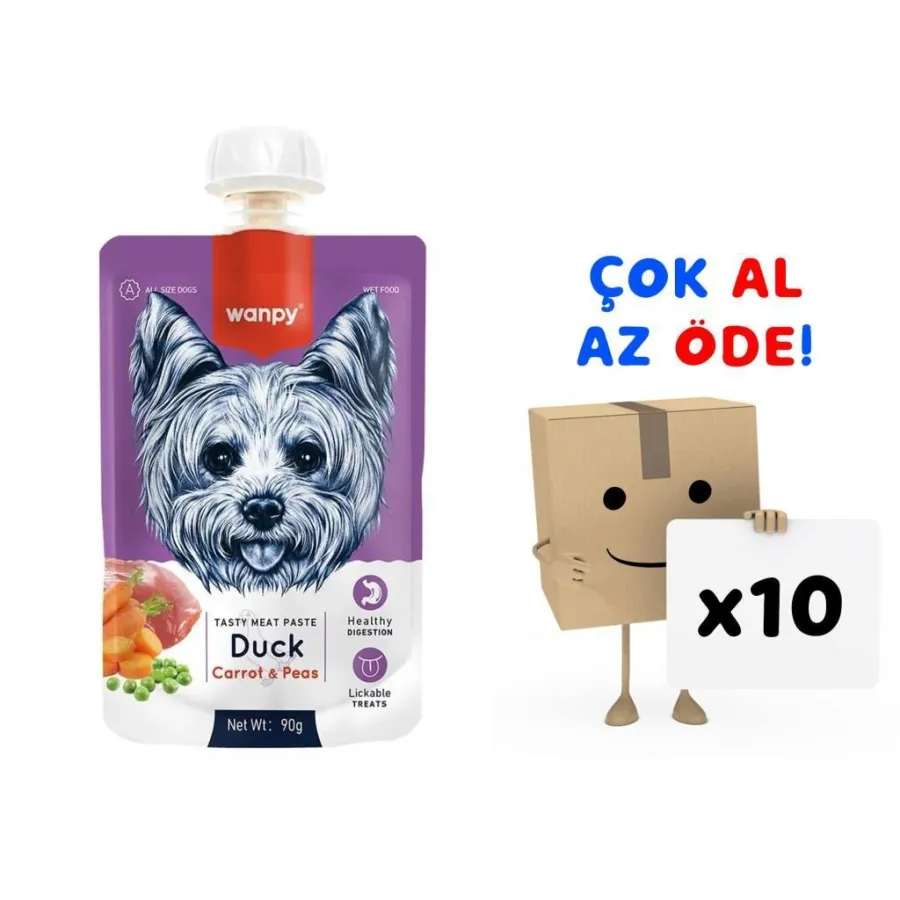 Wanpy Taze Ördekli&Havuçlu  Köpek Et Ezmesi 90 gr 10'lu Paket