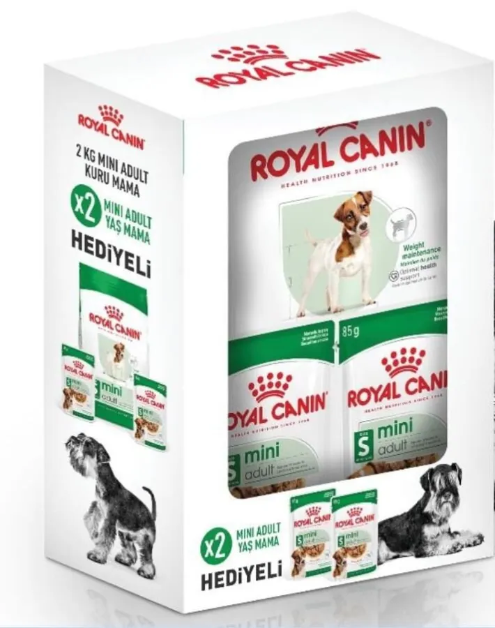 Royal Canin Mini Adult Köpek Maması 2 Kg + 2 Adet Yaş Mama