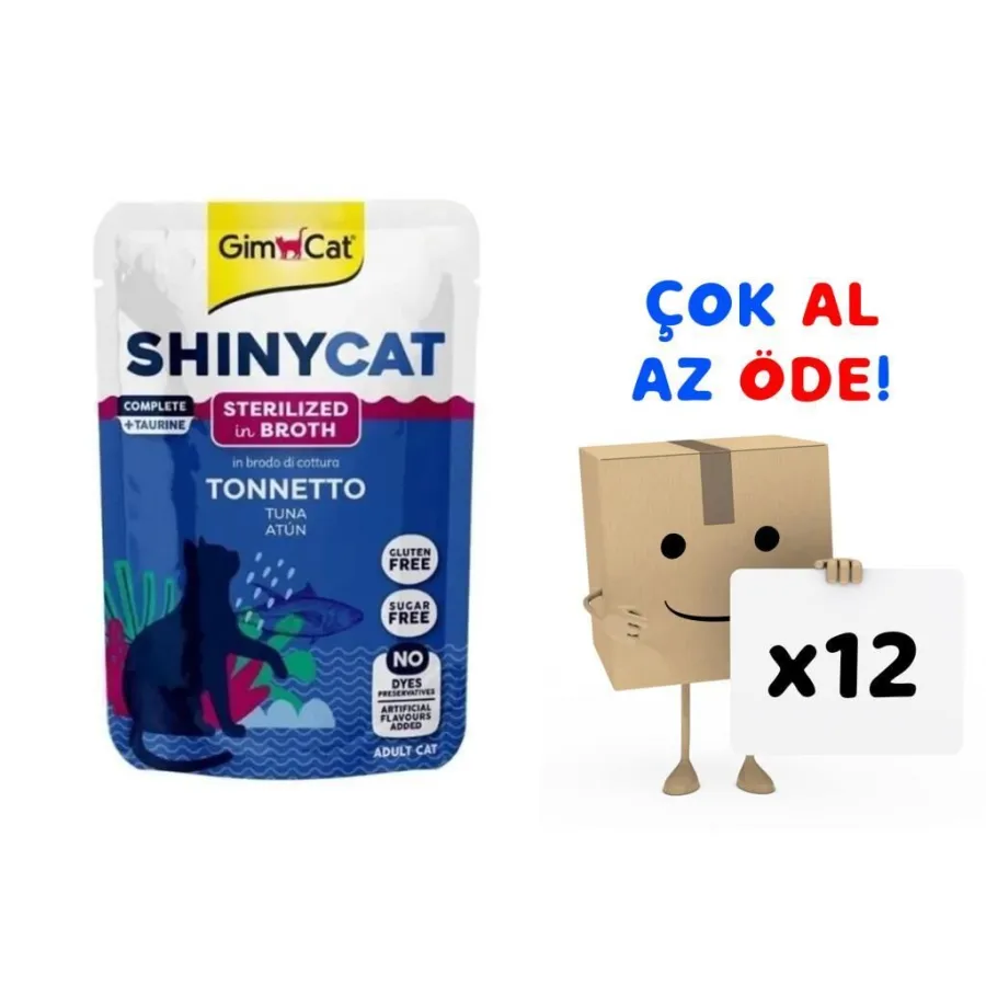 Gimcat Shinycat Pouch Ton Balıklı Kısırlaştırılmış Kedi Yaş Maması 70 gr 12'li Paket
