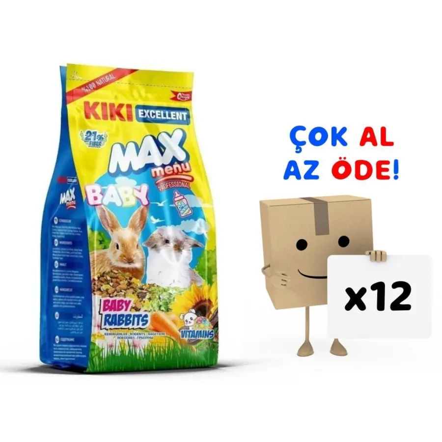 Kiki Excellent Kemirgen Max Menu Yavru Tavşan Yemi 500 Gr 12'li Paket