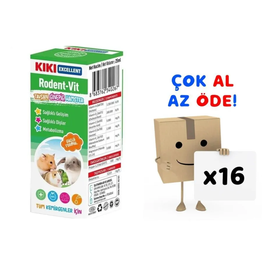 Kiki Excellent Kemirgen Rodent-Vit Vitamin Desteği 25 ml 16'lı Paket