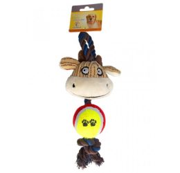 Eastland İnek ve Tenis Toplu Diş İpi Köpek Oyuncağı 35x12cm