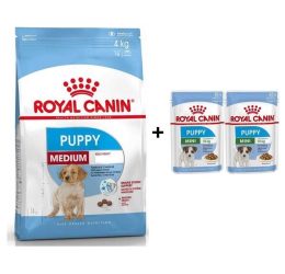 Royal Canin Orta Irk Yavru Kuru Köpek Maması 4 kg + 2 Adet Yaş Mama Hediye