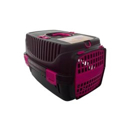 Plast Art Pet Taşıma Kafesi Pembe Siyah 36,5*55*33