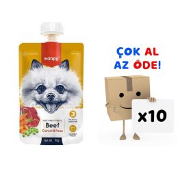 Wanpy Taze Sığır Etli&Havuçlu  Köpek Et Ezmesi 90 gr 10’lu Paket