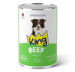 King Sos İçinde Parçacıklı Dana Etli Yetişkin Köpek Konserve 400 Gr