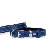 Doggie Konforlu Gerçek Deriden El Yapımı Kemik Desenli Köpek Boyun Tasması 2×30-35cm – Royal Mavi