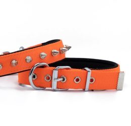 Doggie Konforlu Dokumadan El Yapımı Çivili Köpek Boyun Tasması 2,5×37-45cm – Turuncu