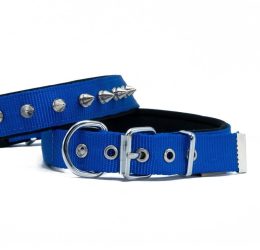 Doggie Konforlu Dokumadan El Yapımı Çivili Köpek Boyun Tasması 2,5×37-45cm – Royal Mavi