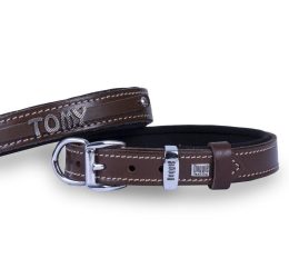 Doggie Konforlu Gerçek Deriden El Yapımı İsimlikli Köpek Boyun Tasması 1,5×25-30cm – Kahverengi