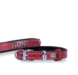 Doggie Konforlu Gerçek Deriden El Yapımı İsimlikli Köpek Boyun Tasması 1,5×20-25cm – Kırmızı