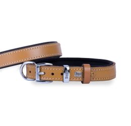 Doggie Konforlu Gerçek Deriden El Yapımı Köpek Boyun Tasması 2×30-35cm – Açık Kahve