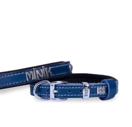 Doggie Konforlu Gerçek Deriden El Yapımı İsimlikli Köpek Boyun Tasması 2×35-40cm – Royal Mavi