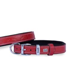 Doggie Konforlu Gerçek Deriden El Yapımı Kemik Desenli Köpek Boyun Tasması 2×30-35cm – Kırmızı