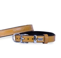Doggie Konforlu Gerçek Deriden El Yapımı Pati Desenli Köpek Boyun Tasması 2×35-40cm – Açık Kahve