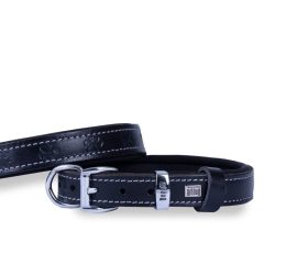 Doggie Konforlu Gerçek Deriden El Yapımı Pati Desenli Köpek Boyun Tasması 2×30-35cm – Siyah