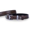 Doggie Konforlu Gerçek Deriden El Yapımı Pati Desenli Köpek Boyun Tasması 2×30-35cm – Kahverengi