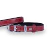 Doggie Konforlu Gerçek Deriden El Yapımı Pati Desenli Köpek Boyun Tasması 2×30-35cm – Kırmızı